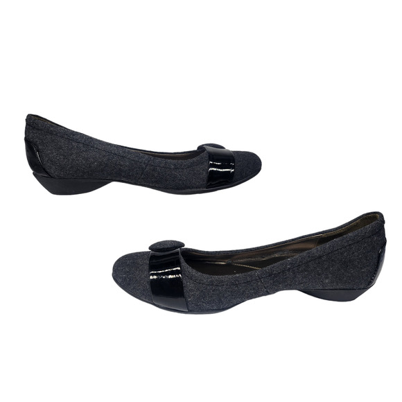Naturalizer Shoes Womens 9.5 Gray Black Colorblock Low Heel Button Faux Leather - Picture 3 of 12